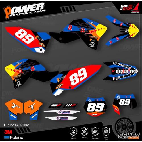 PowerZone Custom Team Graphics Backgrounds Decals 3M Stickers Kit For KTM SX SXF MX 07-10 EXC XCW Enduro 08-11 125 to 500cc 02