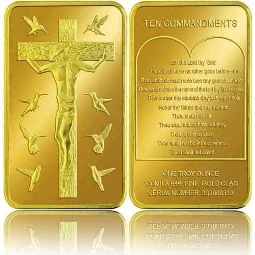 Festival Sovenir Gifts 24k Gold Plated Gold Bar 999.9 Gold Foil Metal Bars Jesus Commemorative Art Ornament Worth Collection