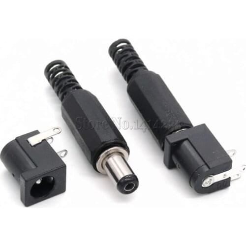DC Connector 5.5*2.1 5.5x2.1mm DC Power Connector Male Female Total 10Pcs( male 5pcs+ female 5pcs) DC-005 Power Socket Plug Jack