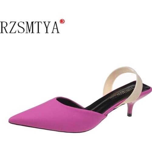 RZSMTYA New Spring Summer High Heels Sandals Lady Pumps Classics Slip on Shoes Sexy Women Party Shoes Wedding Slingbacks