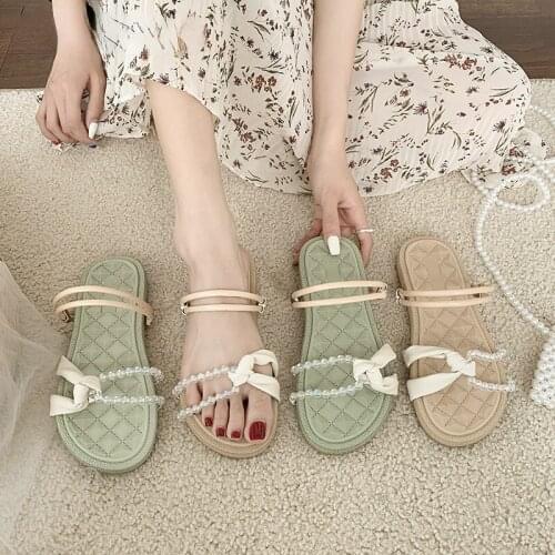 Summer Female Sandal Comfort Shoes for Women Clear Heels All-Match Girls Gladiator Fashion Beige New Low Flat Back Strap PU 2021