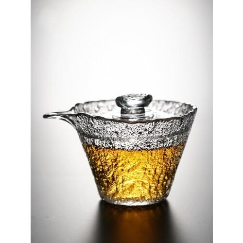 Japanese Style Glass Hammer Gaiwan Gongdao Tea Cup Kung Fu Set Heat-Resistant Thickened Serve Bowl with Lid