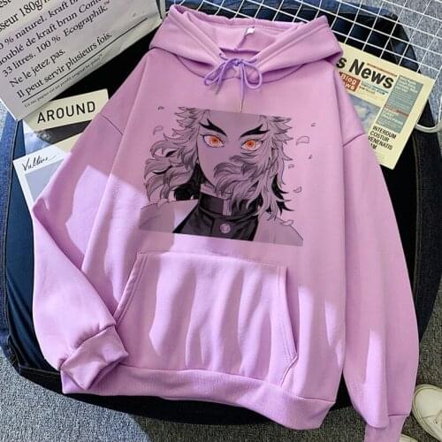 Demon Slayer Punk Graphic Print Hooded Hoodie Vintage Black Oversize Coat Sweatshirt 90s Streetwear Clothes Vintage Jacket Top