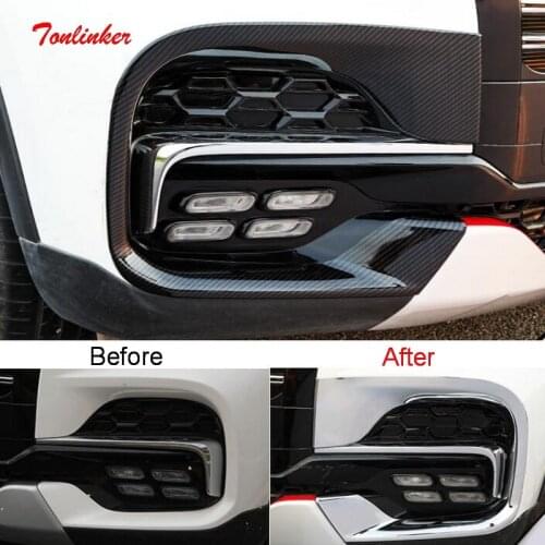 Tonlinker Exterior Car Front Fog Light Cover Stickers For CHERY TIGGO 8 2019-2021 Car Styling 2 PCS ABS Plastic Cover Stickers
