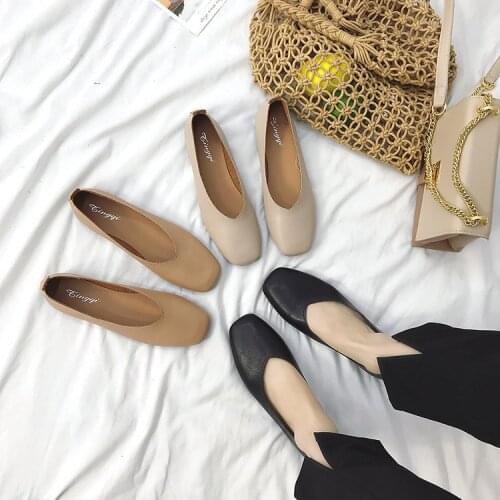 Scarpe Donna Flat Shoes Women Ladies Shoes Loafers Fashion Streetwear Trendy Low Heel Square Toe Women Flats Maggies Walker New