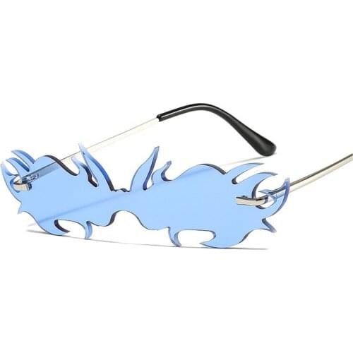 Veshion Rimless Flame One Lens Sunglasses Men Women Fashion Shades UV400 Vintage Glasses