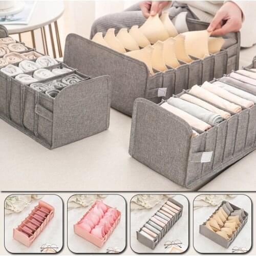 7/11 Grids Underwear Storage Box Socks Bra Underpants Foldable Divider Drawer Closet Organizer Household Wardrobe Divider Box