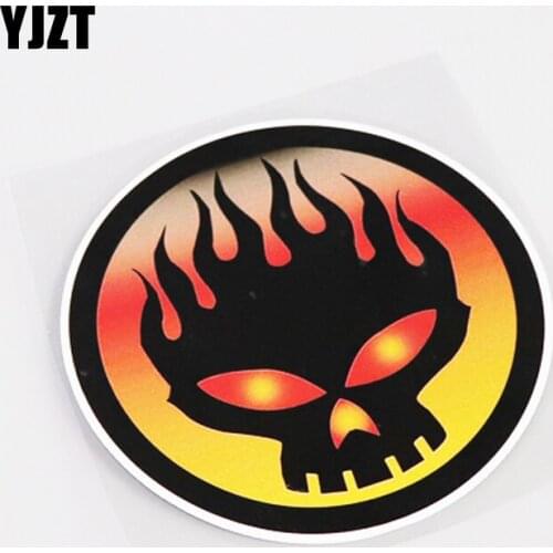 YJZT 12CM*12CM Fashion Reflective Flame Skull PVC Car Sticker Waterproof Decals 13-1073