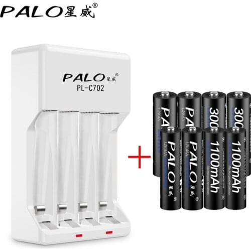 PALO AA aaa Charger Battery Charger For AA AAA NI-MH NI-CD Rechargeable Battery+4pcs AAA Home Intelligent Battery 1.2v battery