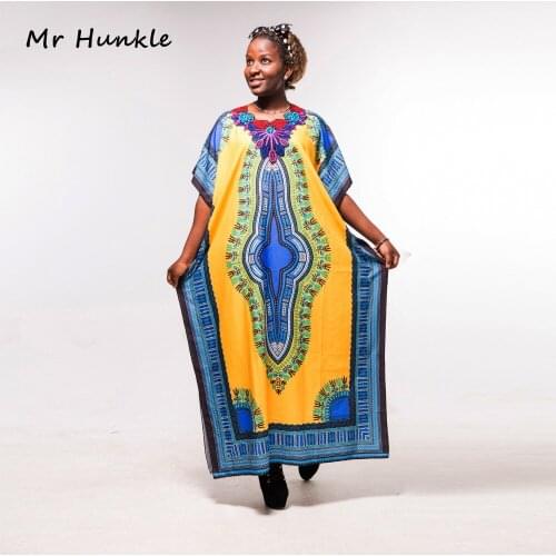 Mr Hunkle Womens Dashiki Dress Embrodery African Vintage Print Maxi Vestidos Loose Summer African Dresses For Women MH0062