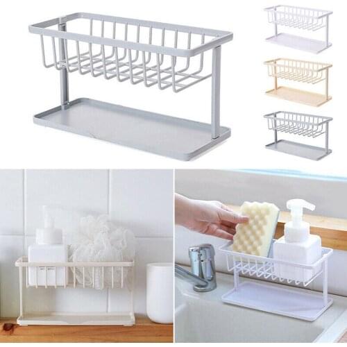 1pcs Double Sponge Drain Storage Rack Household Kitchen Rack Rack Cleaning Sink Countertop Rag X3L2