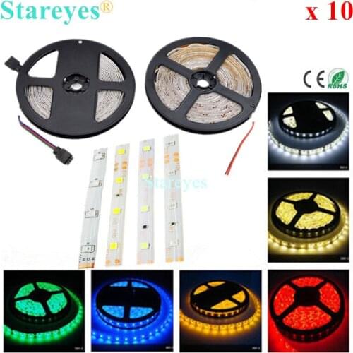 10 Pcs SMD 3528 2835 60 LED / M RGB LED Strip 5m 300 LED DC12V IP65 Waterproof flash light tape LED Strip Light Single color