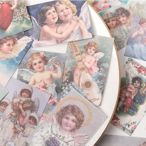 100PCS Vintage Angel Children Material Paper DIY Scrapbook Base Collage TAG. Wall Decoration Mini Material Book