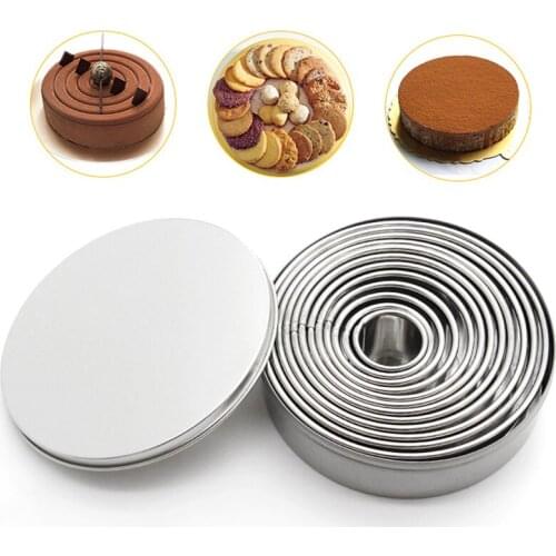 12Pcs/Set Stainless Steel Cookie Cutter Cake Decoration Molds Biscuit Presser Mousse Cake Ring Baking Tool
