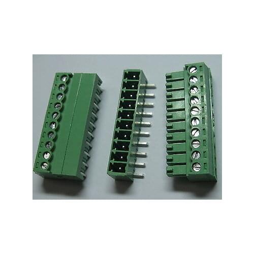 12 pcs Screw Terminal Block Connector 3.5mm Angle 10 pin Green Pluggable Type