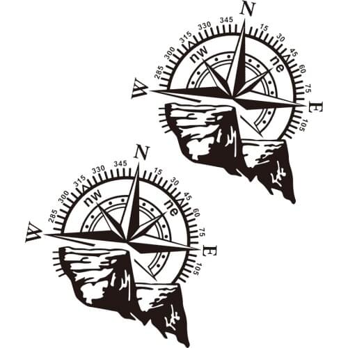 2pcs Creative Compass Car Stickers Pretty Compass Stickers Practical Scar Decals