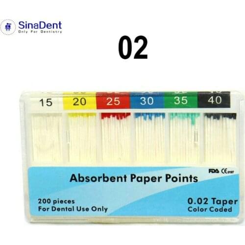 200pcs/pack 02 Taper Dental Absorbent Paper Points 15-40# Dental Root Canal Materials Cleaning Endodontics Instruments