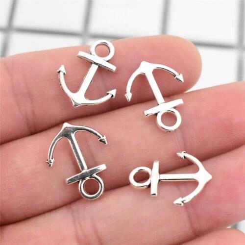 50pcs/lot 15x18mm Antique Silver and Gold Colors Plated Anchor Charm Pendants DIY Handmade Jewelry Accessories