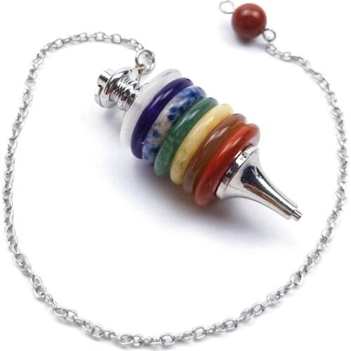 7 Chakra Reiki Healing Crystals Pendulum Energy Point Stone Pendant for Dowsing Divination Balancing Fashion Jewelry