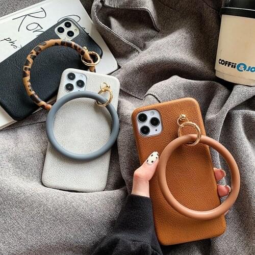 For Iphone 12 Mini 11Pro Max Case Luxury Leopard Circle Ring Leather Case for Iphone XR X XS Max 7 8 Plus Girl Case Cover Capa