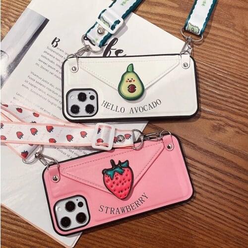 Electroplating Phone Cover for iPhone X XS XR XSMAX All-inclusive Lens Soft Tpu for iPhone 11 11Pro 12Pro Fruit strawberry card