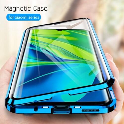 Double Sided Glass Metal Magnetic Phone Case For Xiaomi mi note 10 pro Case Flip Cover On Xiomi my note10 mi10 Bumper Back phone