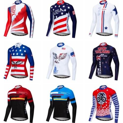 Cycling Jersey For men Pro Team Reflective Shirt Long Sleeve Men MTB bicycle Clothing Ropa Ciclismo bike jerseys USA Flag