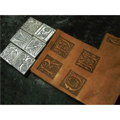 European flourish flower type font 26 capital letters Hand-work carving punches stamp craft with leather carving tools