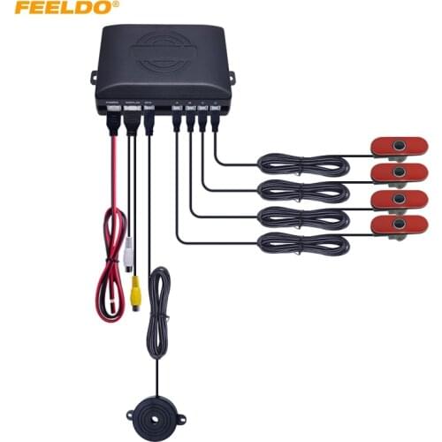 FEELDO Original Style 4-Sensor Car Rearview Visual Parking Sensor Video Backup Radar System #HQ4750