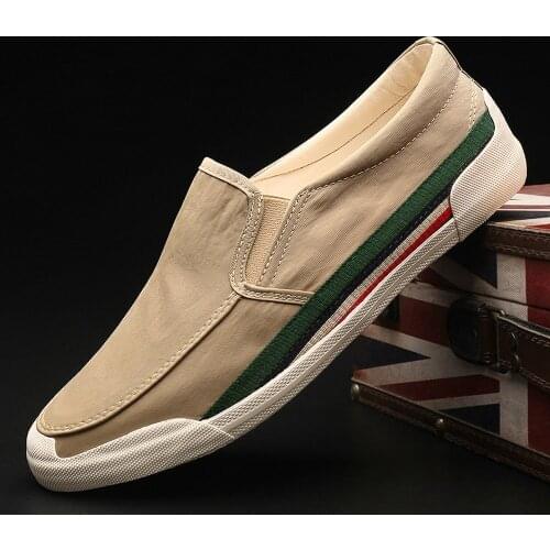 Brand New Men Leather Casual Canvas Shoes Soft Loafers Men Moccasins Shoes Slip-on Men Lightweight Driving Shoes Flats A23-17