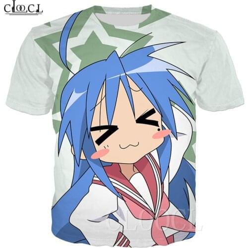 Lucky Star Japanese Anime T Shirt Mens Women Cartoon Anime Loli Oversized Sports T Shirts 3D Printed Couple Streetwear Tops