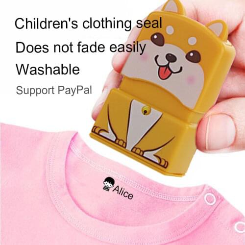 Cotton Custom Name Stamp DIY for Children Seal Student Clothes Chapter for School Child Cloths Dog Cat Sticker Support Russian