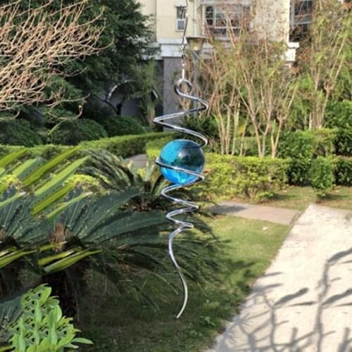 Crystal Wind Chimes Spiral Tail Wind Runner Indoor Outdoor Decoration Stainless Steel Crystal Glass Ball With Rotating Hook