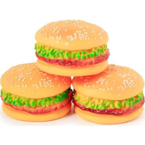 Hamburger Shaped Pet Dog Toys Funny Sound Squeak Chew Toy For Dogs Cats Plastic Training Playing Chewing Toy
