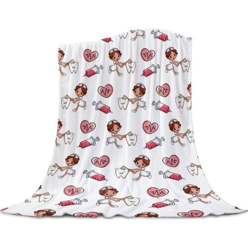 Nurse Injection Tooth Love White Coral Fleece Blanket Soft Warm Outdoor Travel Throw Blankets Adult Kids Winter TV Blankets