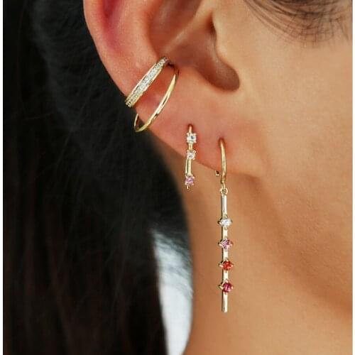 100% real 925 sterling silver mini earring pave white cz dainty earring with pink zircons clip earrings no pierced cute jewelry