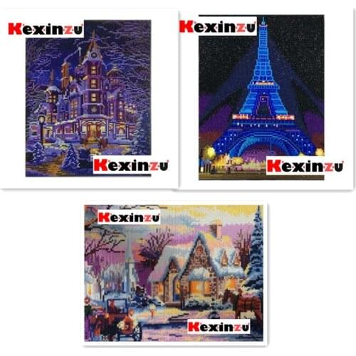 Kexinzu LED Light Full Round Drill 5D DIY Diamond Painting 3D Embroidery Mosaic Cross Stitch 5D Decor Gift 30x40cm
