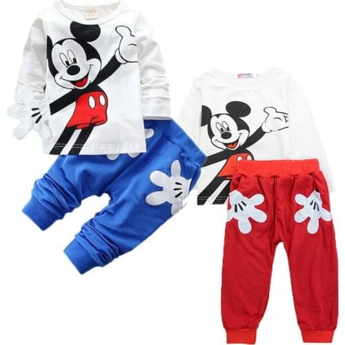 Disney Baby Girl Boy Clothing Set Mickey Newborn Baby Clothes Roupas Bebe Children Clothing Minnie 2pcs Childrens Set Sports