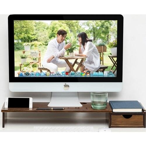 Computer Monitor Screen Heighten Frame Base Table Wooden Simple Top Desk Tables Office Storage Store Neck Support Frames Shelf