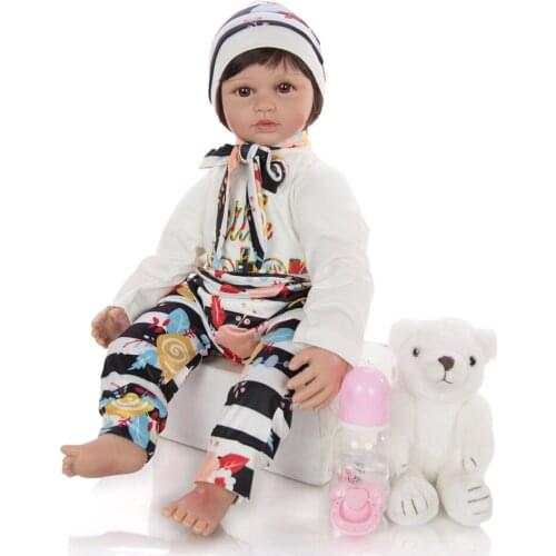 24 Inch Reborn baby Dolls Cloth Body Stuffed Bebe Reborn Boneca Menina Lifelike Princess Doll For Kids Birthday Gift