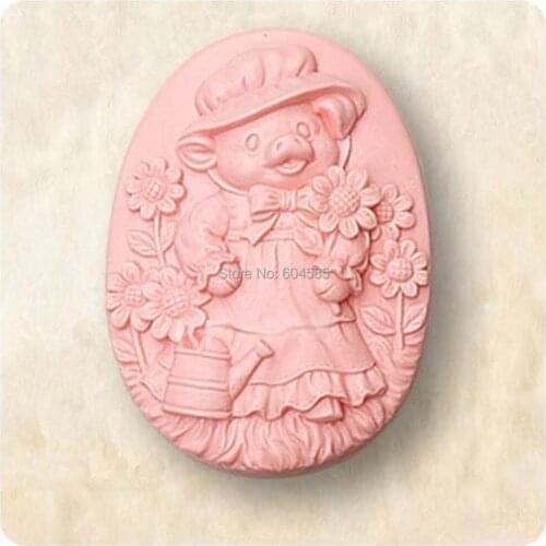 Cartoon Cute Pig girl 50033 Craft Art Silicone Soap mold Craft Molds DIY Handmade soap molds