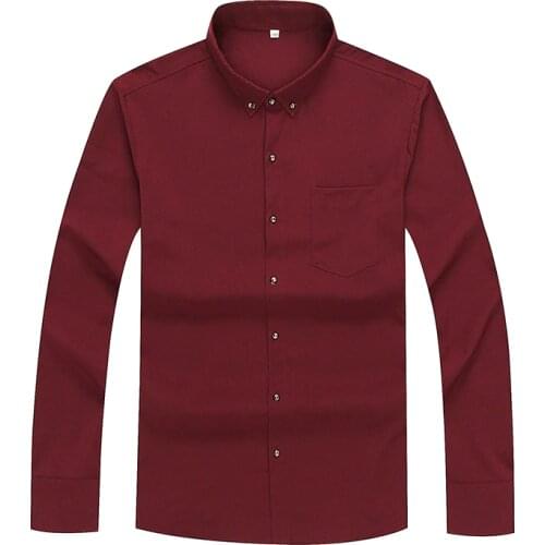 Spring Autumn Long Sleeve Soild Shirts Social Korean Clothes Men Business Work Button Shirts Slim Fit Pocket Shirts Big Size 8XL