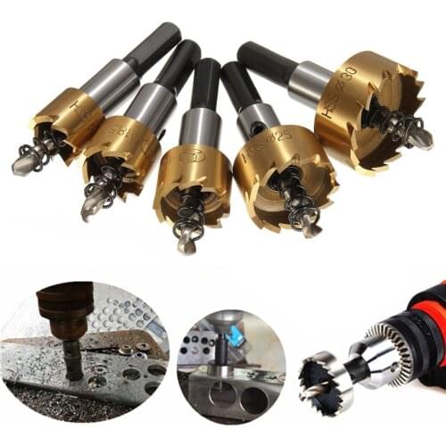 5pcs 16-30mm High Speed Steel Drill Set Meche Cutter for Drilling Cylindrical Saw - Gold