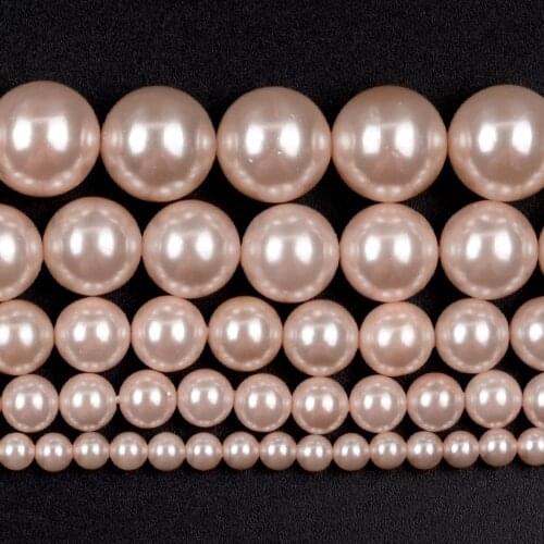 Natural Electroplating Pink Color Shell Stone Round Loose Spacer Beads For Jewelry Making DIY Bracelet Handmade 4/6/8/10/12mm