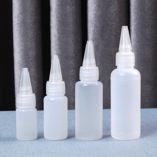 New 10 Pcs/lot 10ML/20ML30ML/50ML Empty PE Plastic Glue Bottles With Screw-On Lids Squeeze Liquid Ink Oil Dropper Bottles
