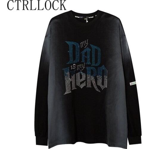 CTRLLOCK Hiphop Brand New Letters Diamond Womens Long Sleeve Oversized O-neck Pullover 2021