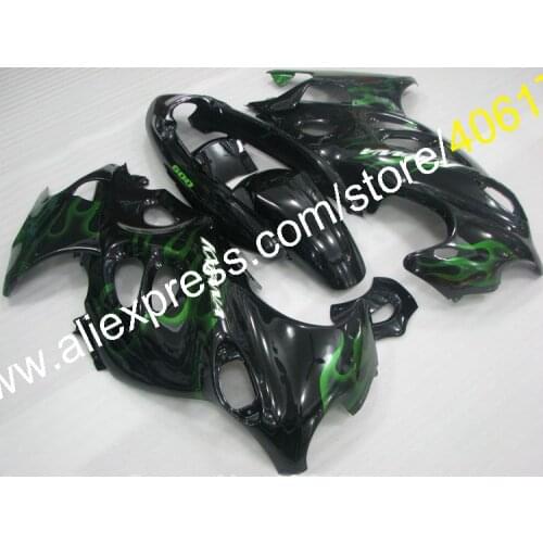 Aftermarket Kit Fairing GSXF750 05 06 Kit For Suzuki Katana GSXF 750 2005 2006 Green Flame Motorcycle Fairings