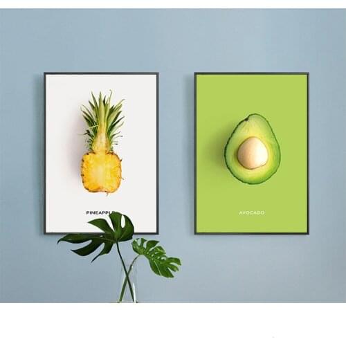 Simple Nordic Small Fresh Canvas Painting Fruit Pineapple Restaurant Decoration Painting Bedroom Restaurant Hanging Painting