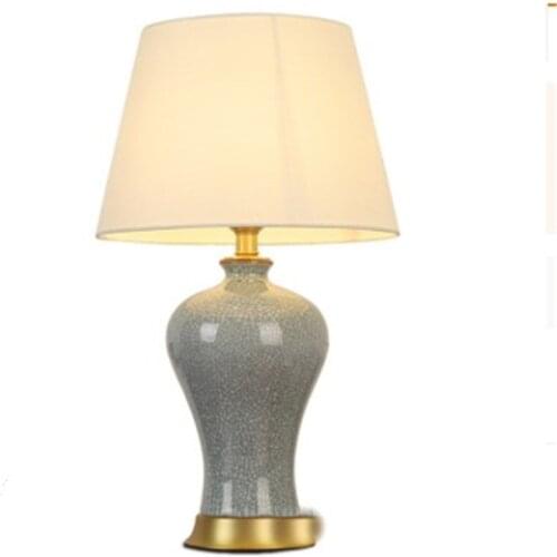 Simple American Style Light Blue Ceramic Table Lamp For BedRoom Bedside Living Room Foyer Study Desk Reading Night Light 190116