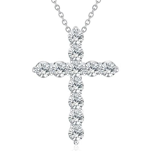 925 sterling silver luxury necklace shiny inlaid zircon crystal pendant cross necklace 18/20/22/24 inch ladies party jewelry